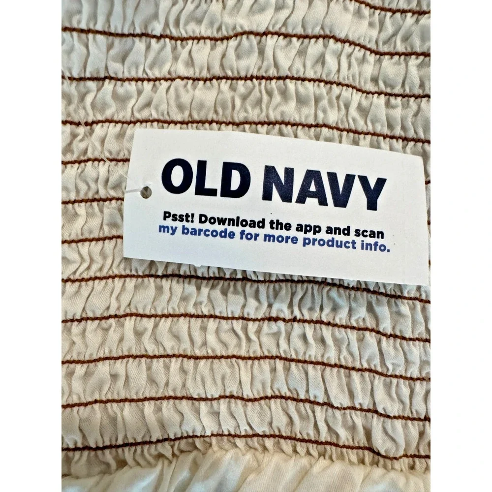 Old Navy Smocked Top Women's Size XXL Cream Peplum Waist Elastic Bodice NWT